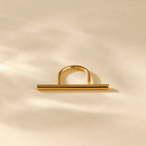 Simple Style Copper Plated 18K Gold Round Bar Ring for Women Geometric