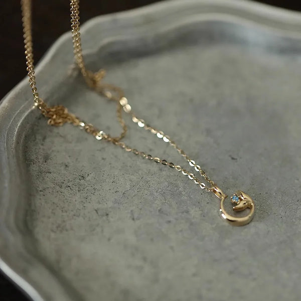 Original Design S925 Sterling Silver Silver Silver Necklace for Women Mermaid Tail Shape Mini Retro Pendant Ladies Jewelry
