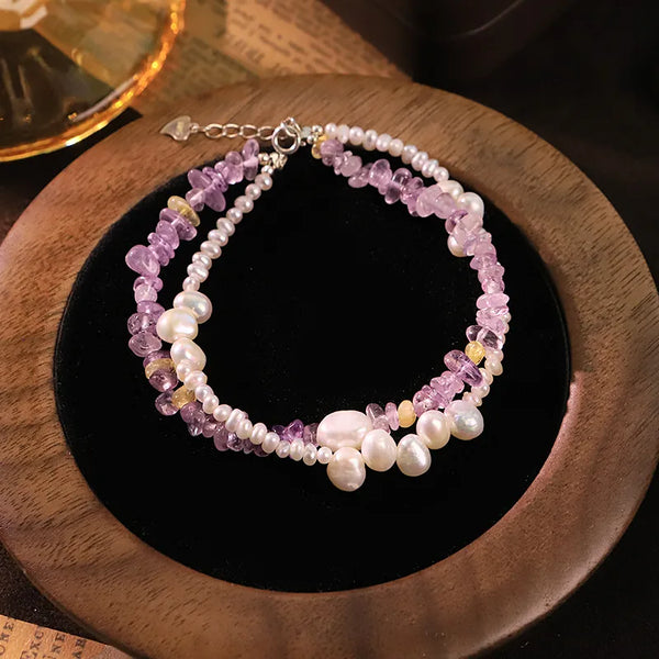 For Women Geometric Freshwater Pearl Bracelet with 925 Sterling Silver Cable Chain, Handmade