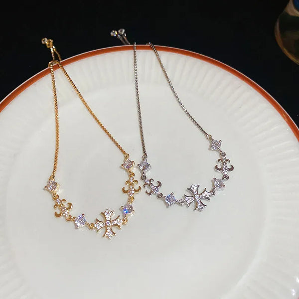 Wholesale Jewelry Simple Style Classic Style Cross Imitation Pearl Copper Bracelets None