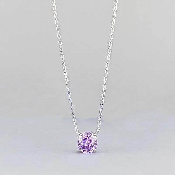 New Arrival S925 Silver 2.5 Carat Pendant Women's Millennium Stone Daily Luxury Elegant Clavicle Chain Geometric Pattern Necklace