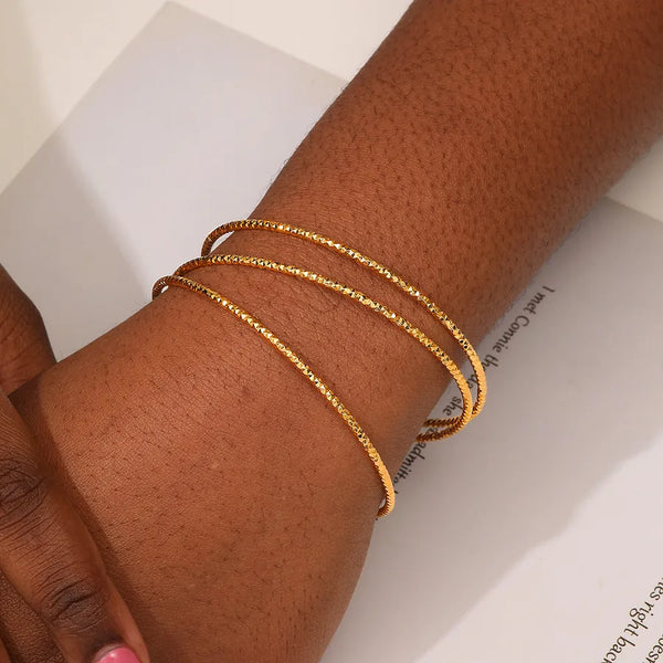 Geometric Hammered Copper Bangle For Unisex Featuring 18K Real Gold Plated UV Plating Process