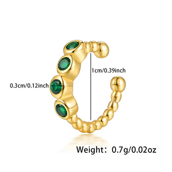 18K Gold Plated 925 Sterling Silver Geometric Round Ear Clips Inlaid with Zircon Trendy Men's and Women's Ear Clips
