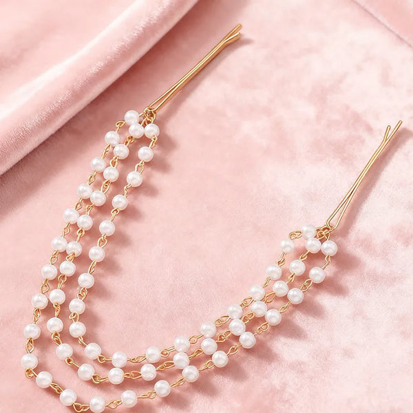 Imitation Pearl Tassel Hair Chain Ladies Casual Bride Accessories Hair Band Hair Clip