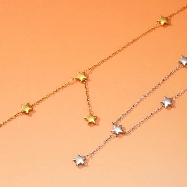 Pentagram Necklace for Women, Waterproof Non Tarnish 304 Stainless Steel with 18K Real Gold Plated PVD Coated Cable Chain