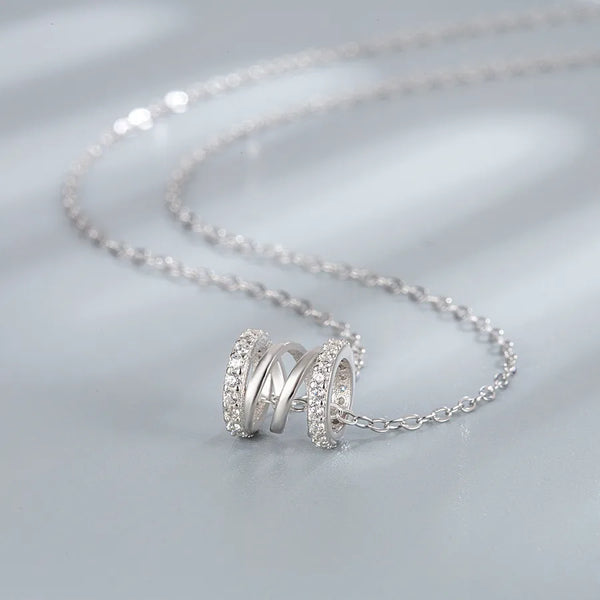 925 Sterling Silver cable chain Diamond Geometric Pendant Necklace