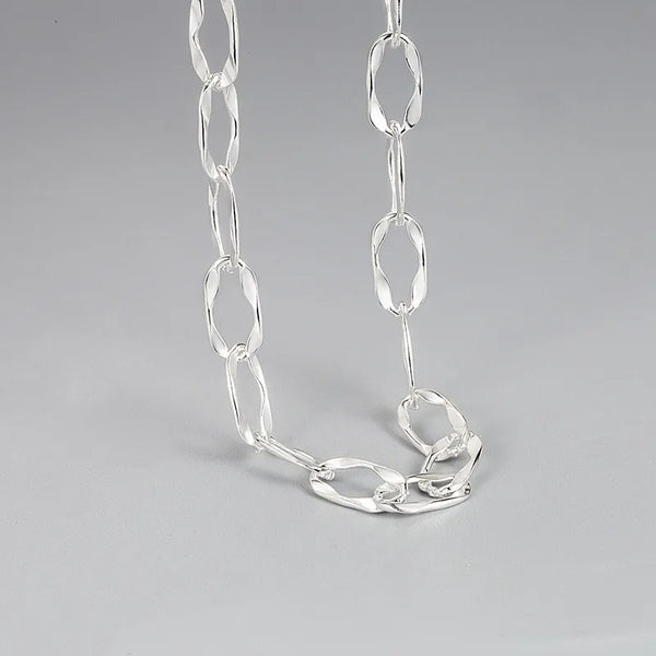 925 Sterling Silver Irregular Plating Geometric Long Necklace Necklace