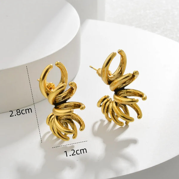 1 Pair Exaggerated Cool Style C Shape 304 Stainless Steel 18K Gold Plated Ear Studs