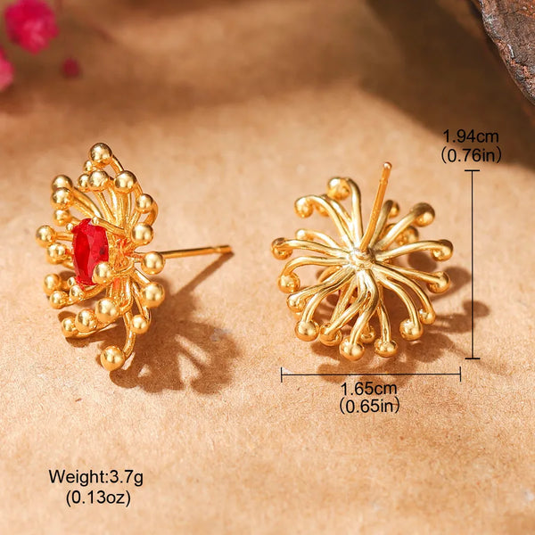 1 Pair Vacation Modern Style Flower Copper Zircon 18K Gold Plated Ear Studs