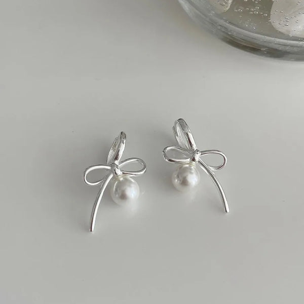 New Style 925 Silver Earrings With Butterfly Knot Versatile Chic Women's Fashion Jewelry Triangle Hexagon Plated Design