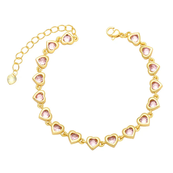 fashion heart shape copper bracelets inlay zircon copper bracelets