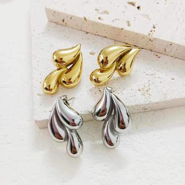 1 Pair Simple Style Water Droplets Plating 304 Stainless Steel 18K Gold Plated Ear Studs