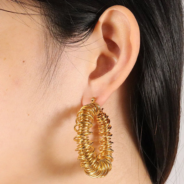 1 Pair Glam Exaggerated Geometric 304 Stainless Steel 18K Gold Plated Hoop Earrings