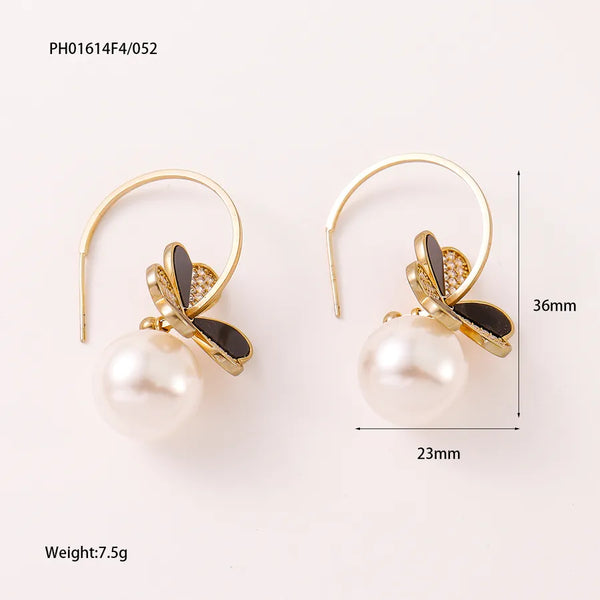 1 Pair Vacation Simple Style Heart Shape Copper Zircon Drop Earrings