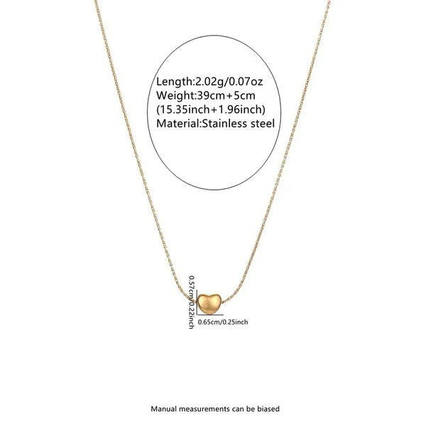 Wholesale Jewelry Princess Classic Style Heart Shape 304 Stainless Steel 18K Gold Plated Pendant Necklace