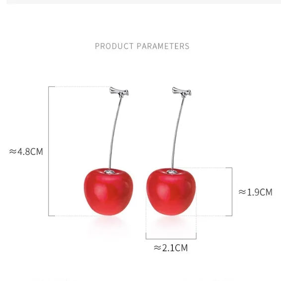 1 Pair 925 Sterling Silver Cherry Ear Studs