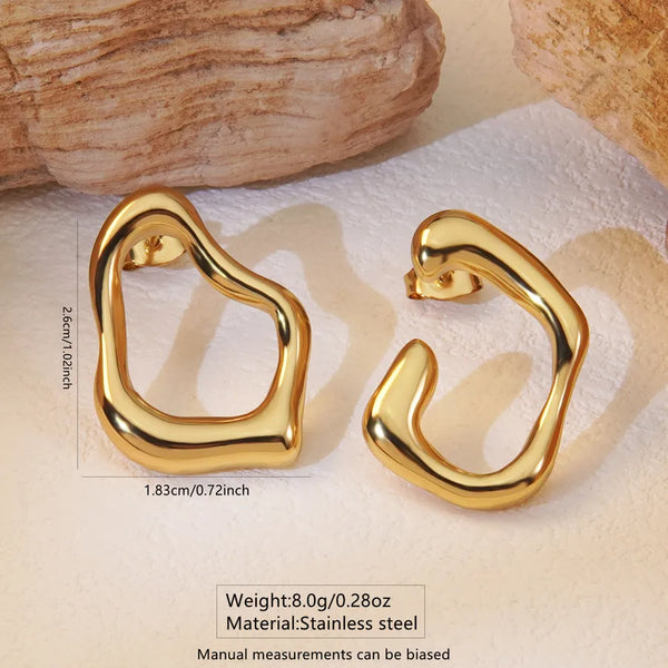1 Pair Simple Style Classic Style Artistic Asymmetrical Irregular Hollow Out 304 Stainless Steel Imitation Gold  Ear Studs
