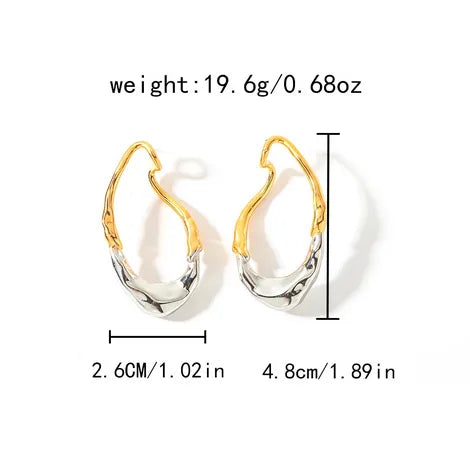 1 Pair Vintage Style Classic Style U Shape Irregular Asymmetrical Mixed Metal Plating 304 Stainless Steel 14K Gold Plated Ear Studs