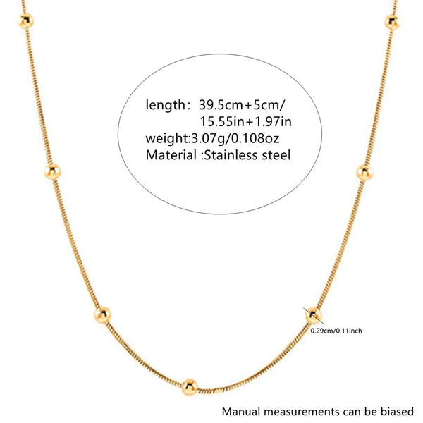 Wholesale Jewelry Simple Style Geometric 304 Stainless Steel 18K Gold Plated Necklace snake chain