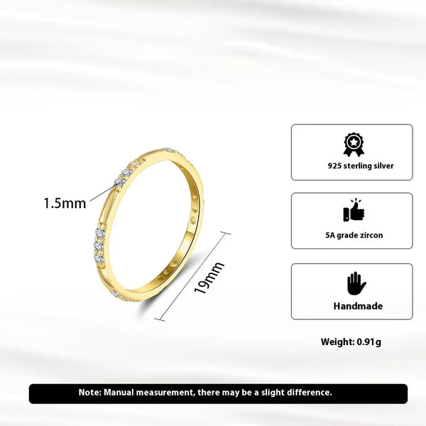 1 Piece 925 Sterling Silver Solid Color Zircon Open Rings