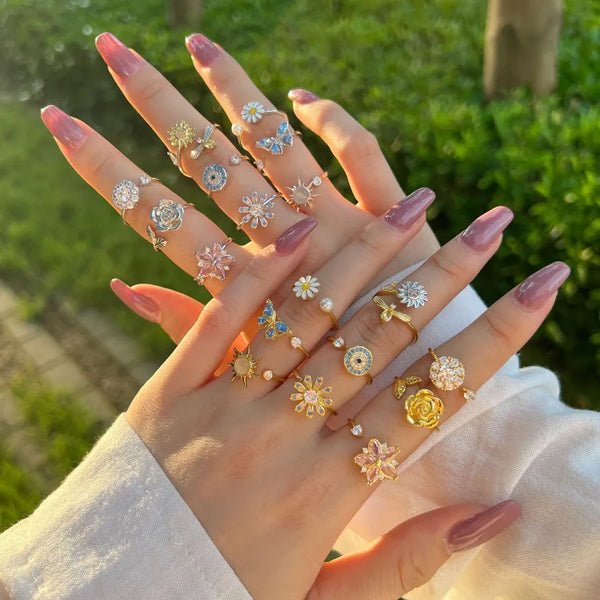 925 Sterling Silver Flower Rings