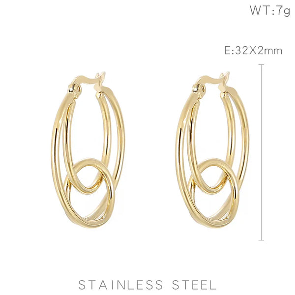 1 Pair Simple Style Geometric 304 Stainless Steel 18K Gold Plated Earrings