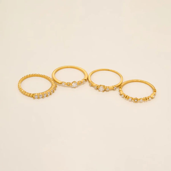 Micro-inlaid Fine Zirconia Minimalist Geometric Thin Ring Stainless Steel Plated 18K Real Gold Ring