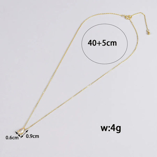Wholesale Jewelry Simple Style Water Droplets 304 Stainless Steel Zircon 18K Gold Plated Inlay Pendant Necklace