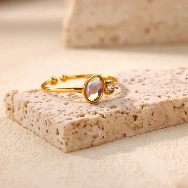 Heart Shape Ring for Women in 304 Stainless Steel with 18K Gold Plated Finish and Zircon
