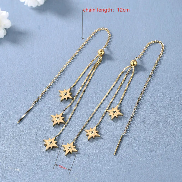 1 Pair Simple Style Hexagram Plating Titanium Steel 18K Gold Plated Ear line