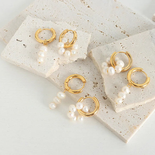 1 Pair Simple Style Round Patchwork Titanium Steel 18K Gold Plated Earrings