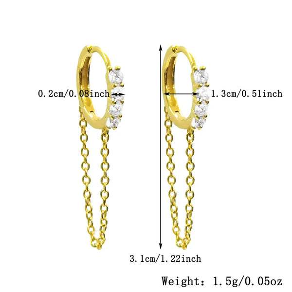 1 Pair 925 Sterling Silver Round Zircon K Gold Plated White Gold Plated Earrings
