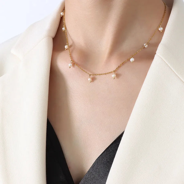 Wholesale Jewelry French Style Geometric 304 Stainless Steel 18K Gold Plated Plating Necklace