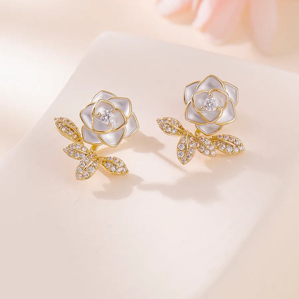 Fashionable Enamel Drip Flower Ear Cuffs No Piercing Required Elegant Sweet Stylish Earrings Trendy Geometric Pattern Copper