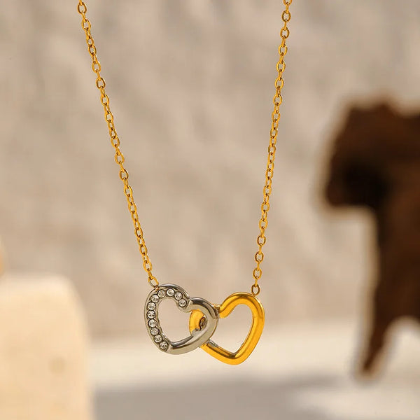 Heart Shape Birthstone Necklace for Women in 316L Stainless Steel, Elegant Sweater Chain Jewelry