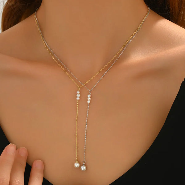 Pearl Necklace For Women in 925 Sterling Silver with 18K Real Gold Plated 0.03µm Thickness Featuring Freshwater Pearl and Box Chain