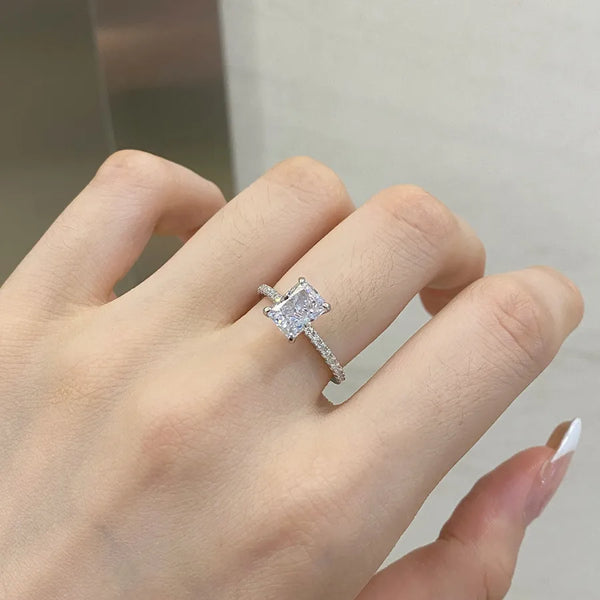 925 Sterling Silver Zircon Geometric Rings