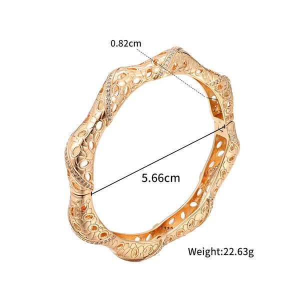 Exquisite Alloy Electroplated 18K Gold Russian Style Bracelet Women Fashion Jewelry Geometric Pattern Daily Wear Luxury Sensation