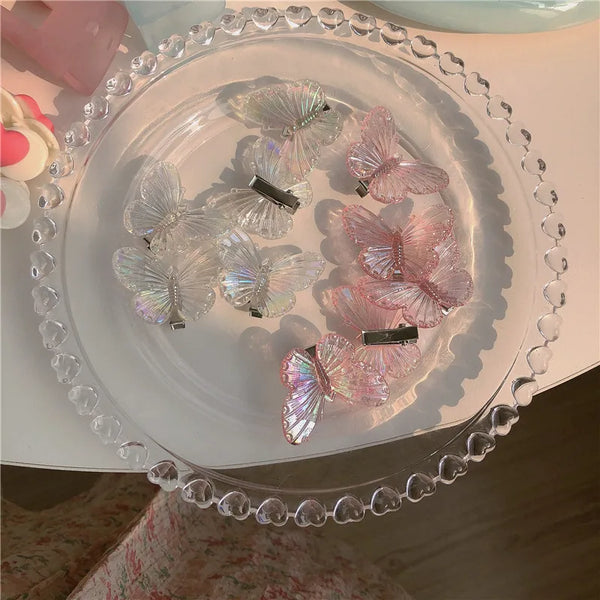 cartoon style sweet butterfly arylic metal plating hair clip