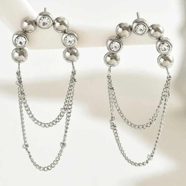 1 Pair Vintage Style French Style Tassel 201 Stainless Steel 18K Gold Plated Drop Earrings