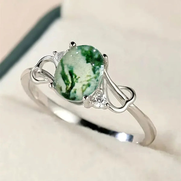 Geometric Claw Setting Ring for Women in Copper with White K Water Plating and Zircon Inlay