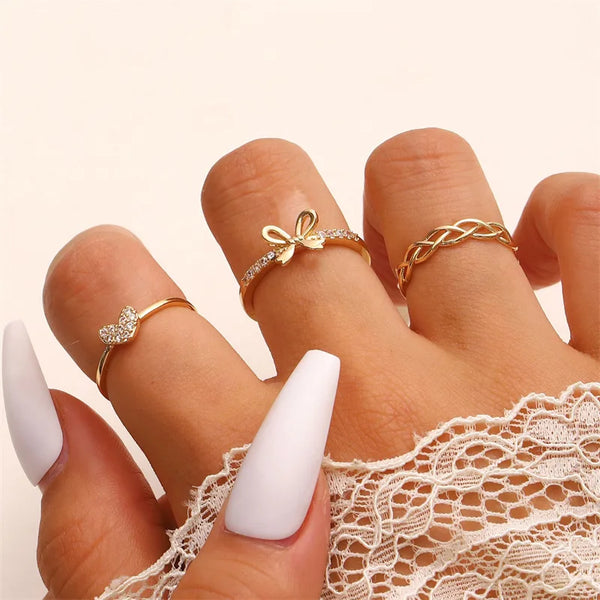 Heart Shape Hypoallergenic Copper Ring for Women with KC Golden PVD Coated Plating and Artificial Rhinestones Inlay