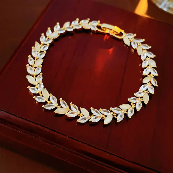 Ultra-Shiny Resin Zirconia Wheat Spike Bracelet Bohemian Floral Print Luxury Feel Hand Chain Design Unique Elegant Jewelry