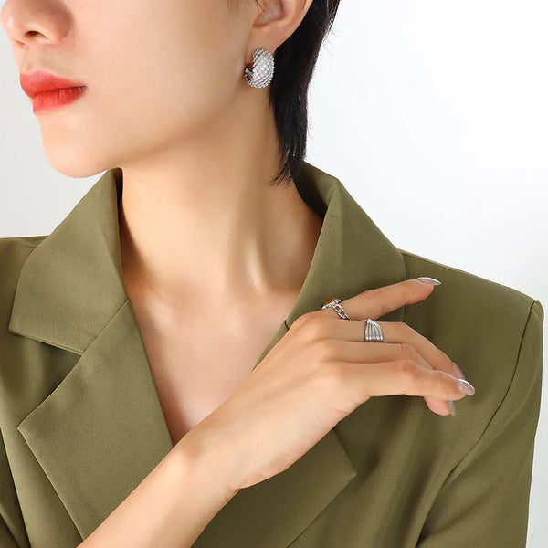 Simple Style C Shape Plating 304 Stainless Steel 18K Gold Plated Earrings