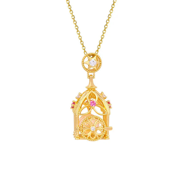 925 Sterling Silver Natural Pearl Pendant Fairy Tale Pumpkinriage Design Openable Birdcage Necklace Sweater Chain Accessory