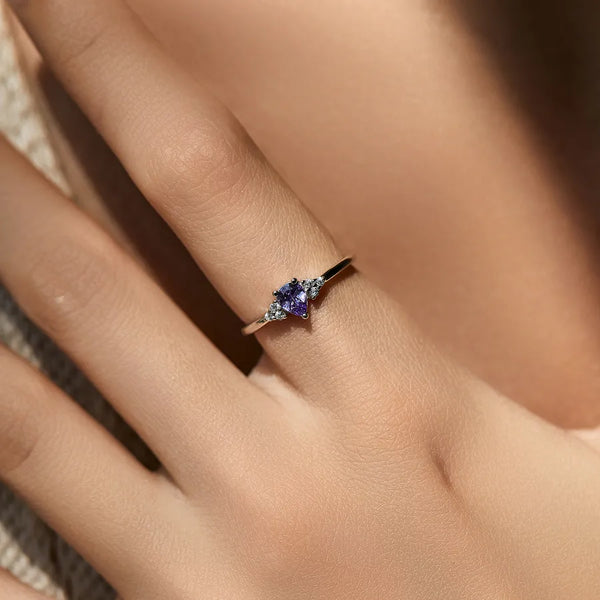 Rhodium Plated 925 Sterling Silver Zircon Geometric Rings