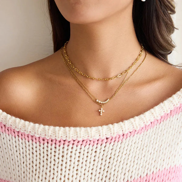 Women's Style - Elegant and Graceful / 18K Gold Stainless Steel + Glass Pearl / Glass Pearl Smiley Face Pendant Necklace 42+5CM