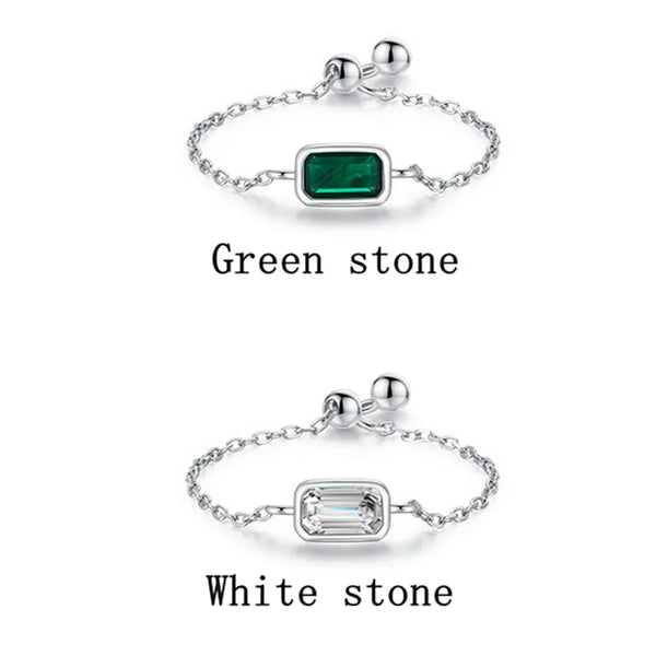 925 Sterling Silver Gem Square Rings