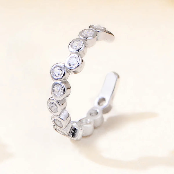 S925 Sterling Silver Ear Cuff  INS Simple Light Luxury Niche Geometric Inlaid Diamond Non-Pierced Silver Earrings Ear Cuff