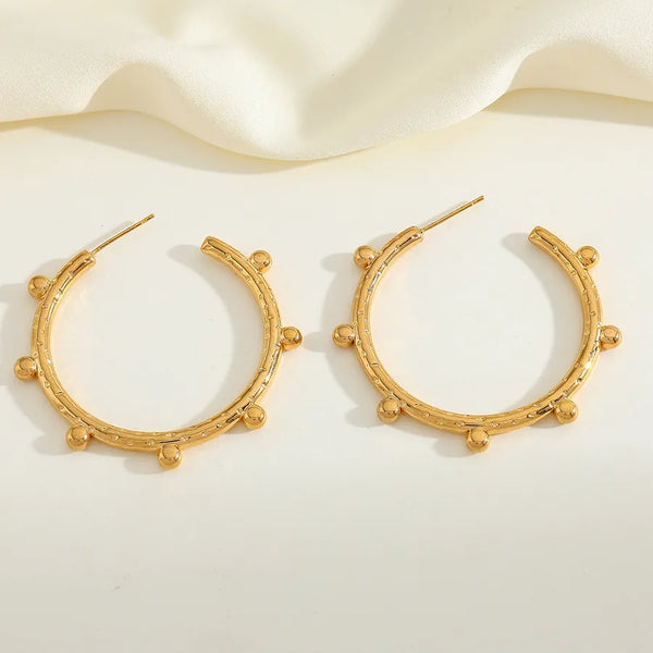 Geometric Stainless Steel 18K Gold Plated Earrings Fashionable Casual Cute Polished Finish For Weekend Dates Festivals Shopping